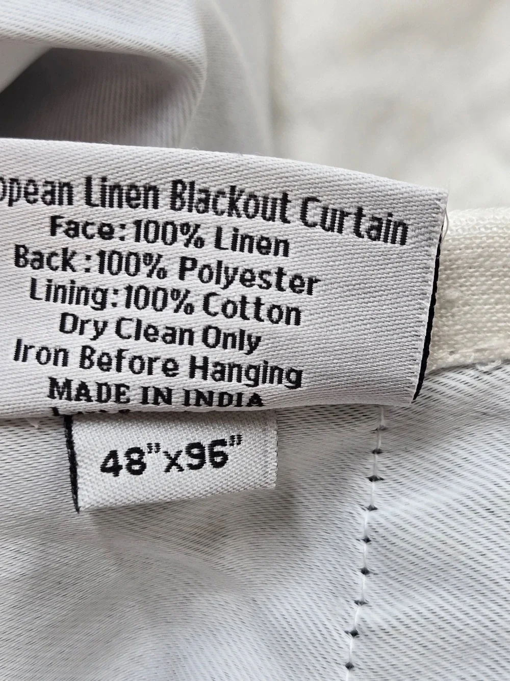 NWT QUINCE Set Of 2 48x96 European Linen True Blackout Curtains White 9509